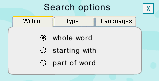 Search options